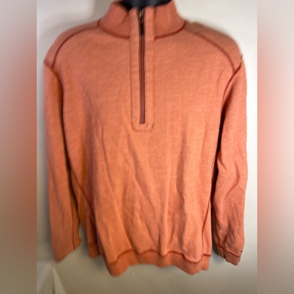 Tommy Bahama Reversible Mens Sweater L 1/4 Zip Long Sleeve Orange/Red *No Tag - Picture 1 of 13